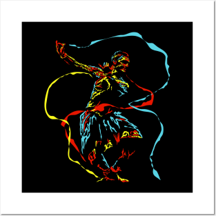 abstract dancing man colorful Posters and Art